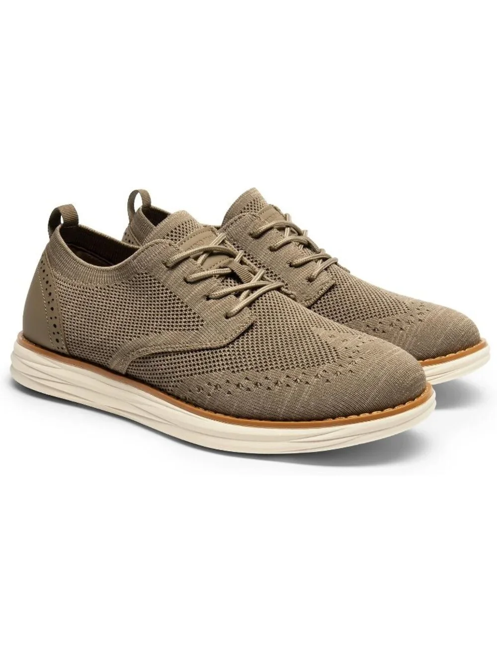 Men's Khaki Knit Mesh Dress Sneakers Lace Up Casual Walking Oxford Shoes